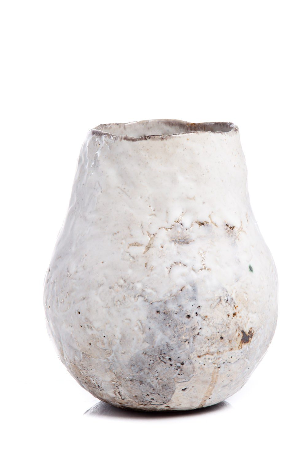Rozwarcie 12 cm — kamionkowy wazon, białe szkliwo, organiczna forma